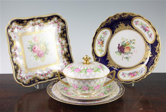 A group of Copeland Spode flower painted ceramics, the latter 18cm